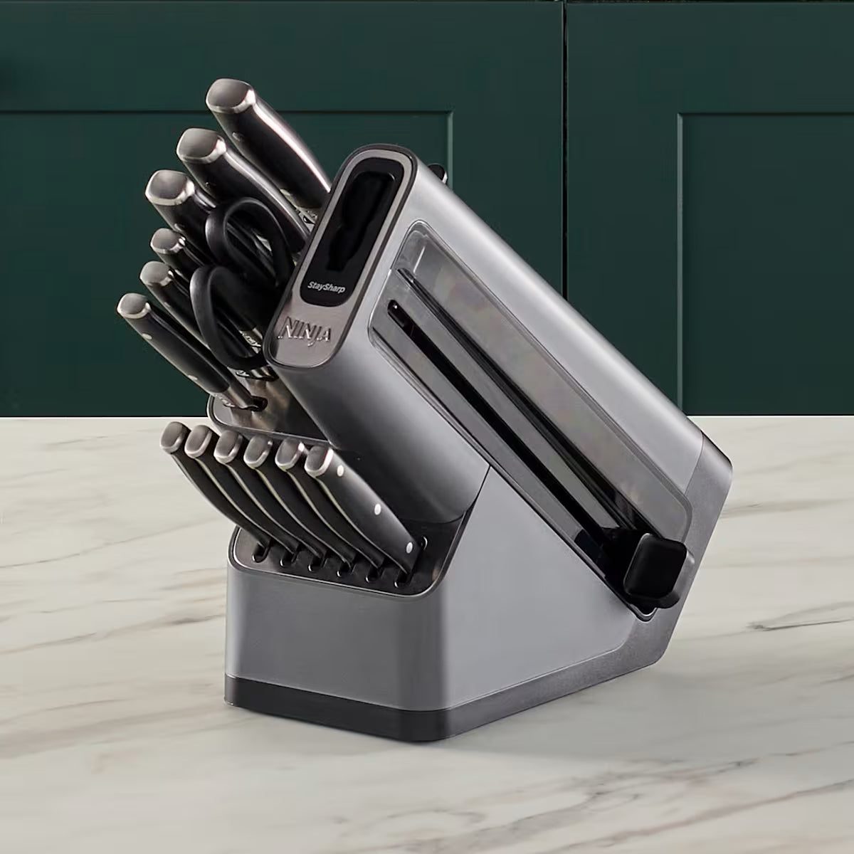 Refurbished Ninja Foodi StaySharp Knife Block with Integrated Sharpener ¨C Deluxe 14-Piece Set K32014EUUKREF