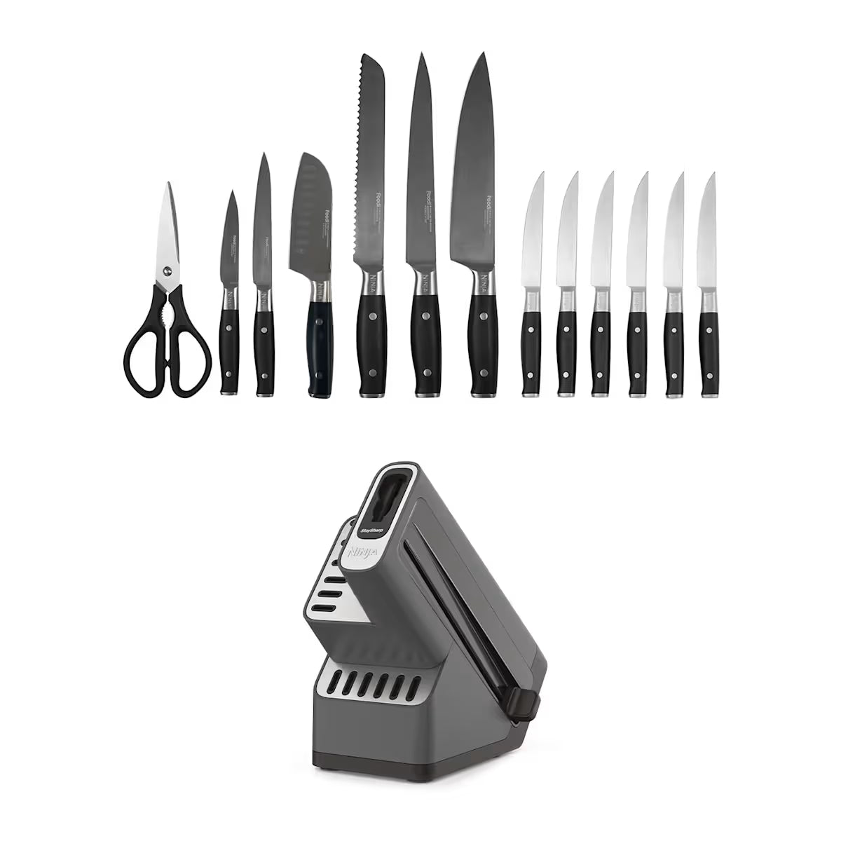 Ninja Foodi StaySharp Knife Block with Integrated Sharpener ¨C Deluxe 14-Piece Set K32014EUUK