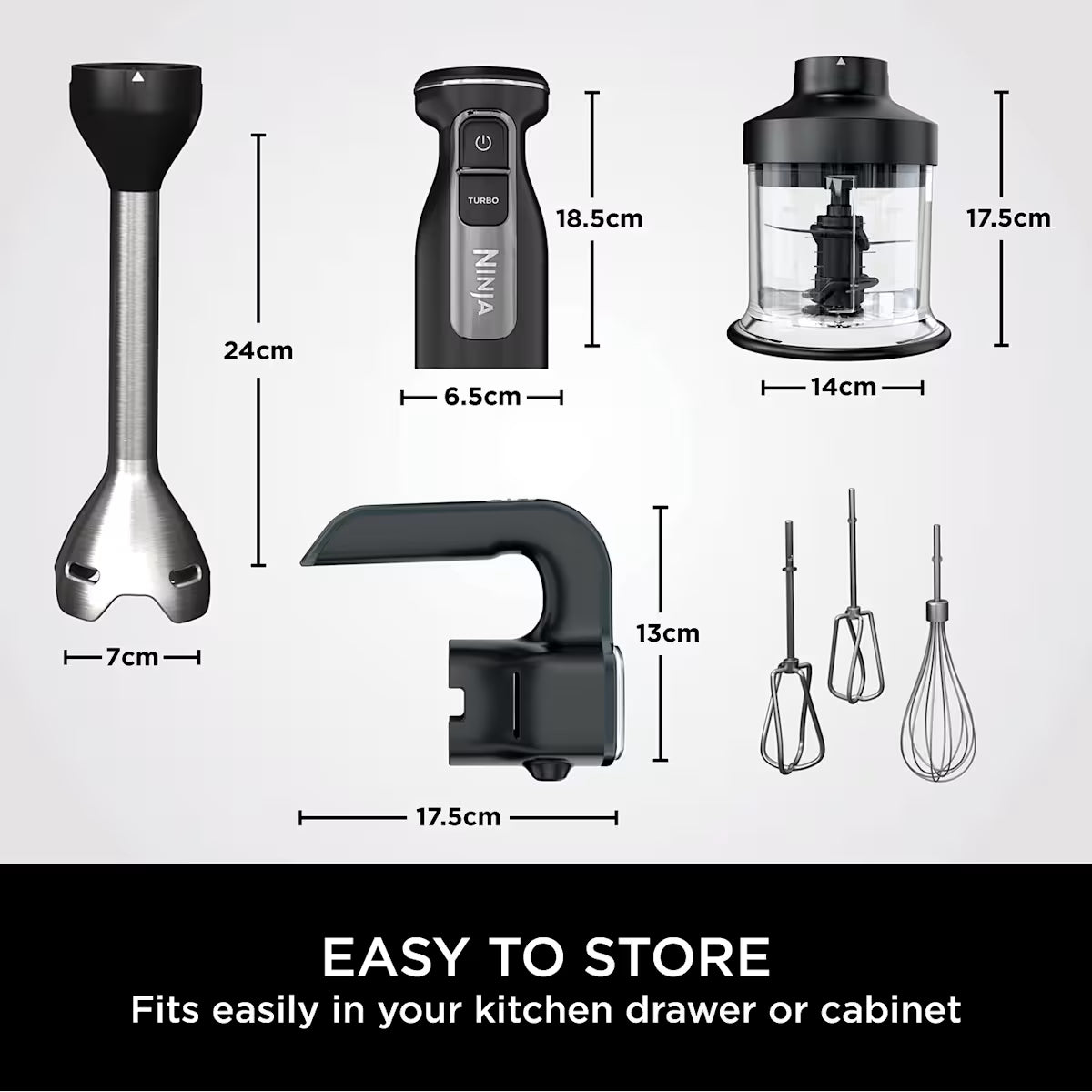 Ninja Foodi 3-in-1 Hand Blender, Mixer & Chopper CI100UK