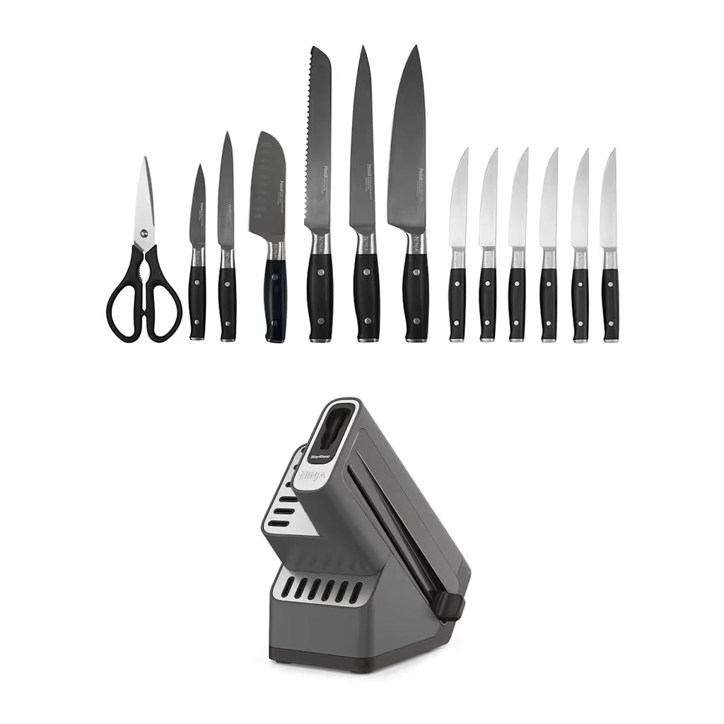 Refurbished Ninja Foodi StaySharp Knife Block with Integrated Sharpener ¨C Deluxe 14-Piece Set K32014EUUKREF