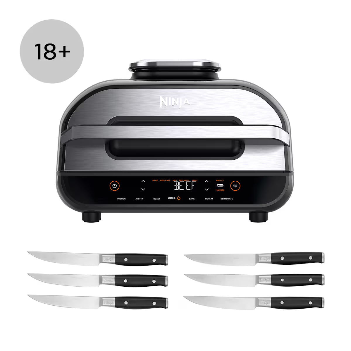 Ninja Foodi Health Grill and Steak Knives Bundle - AG551STEAK
