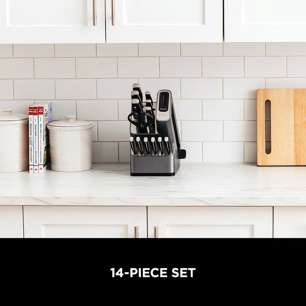Ninja Foodi StaySharp Knife Block with Integrated Sharpener ¨C Deluxe 14-Piece Set K32014EUUK