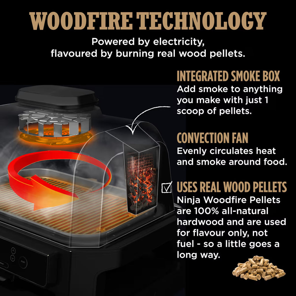Ninja Woodfire Pro Connect XL Electric BBQ Grill & Smoker with Stand & Cover